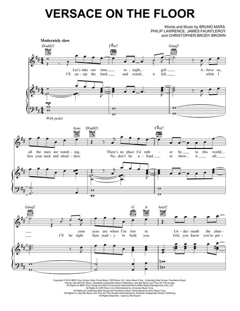 versace on the floor piano sheet music|Versace on the floor guitar chords.